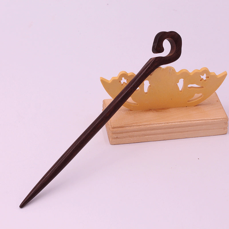 Wooden Ebony Hairpin with Open Carving