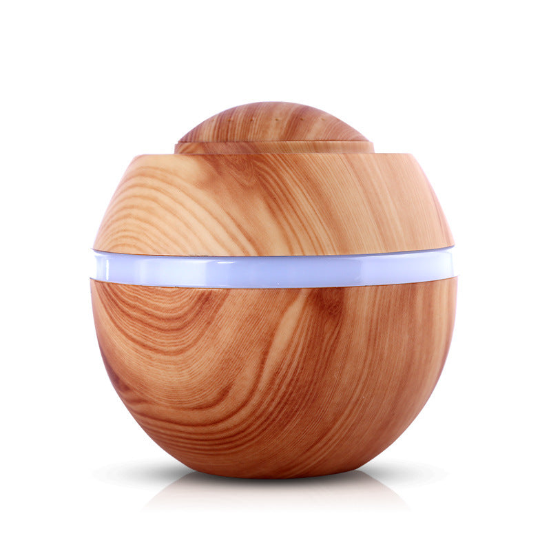 USB Wood Grain Mini Humidifier with Aroma Diffuser and Colorful Light