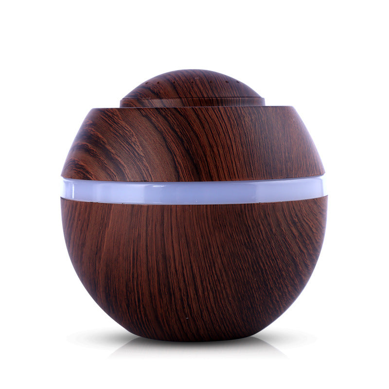 USB Wood Grain Mini Humidifier with Aroma Diffuser and Colorful Light