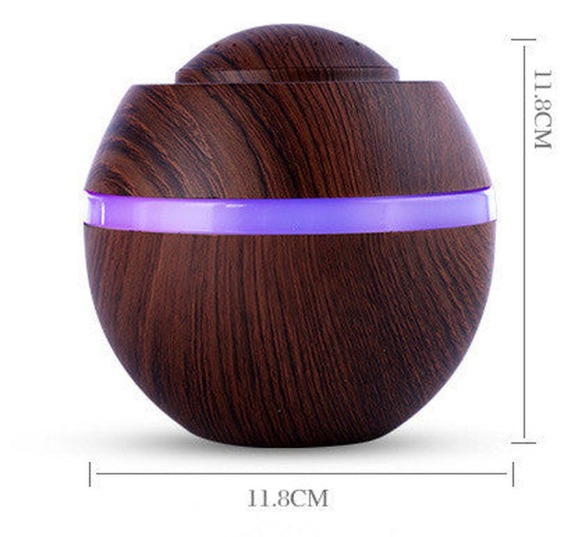 USB Wood Grain Mini Humidifier with Aroma Diffuser and Colorful Light