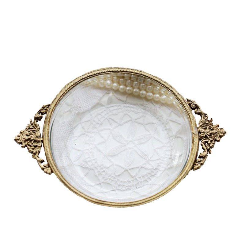 Handmade Brass Edging Jewelry Box with Glass Top - French Style Storage Organizer
