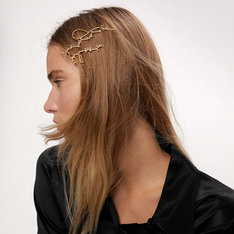 Gold Geometric Side Hair Clip - Women's