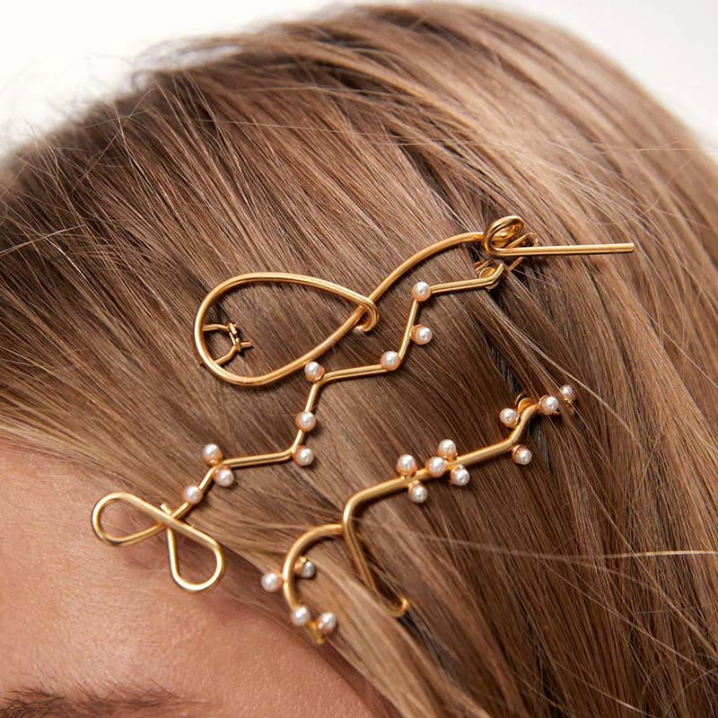 Gold Geometric Side Hair Clip - Women's
