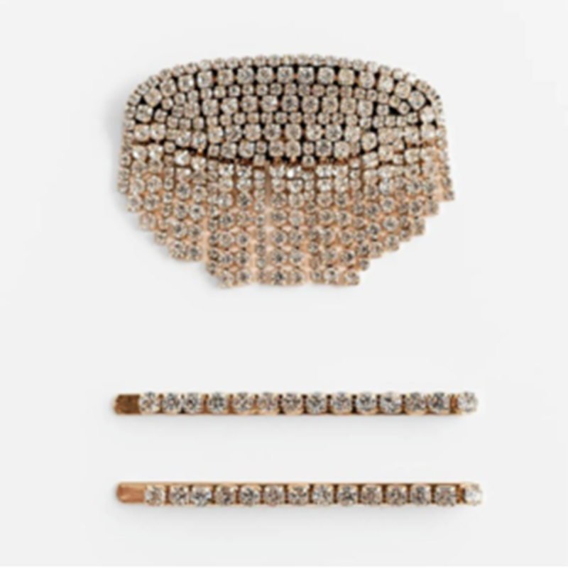 Retro Diamond Hairpin Set - Metal Side Clips Hair Accessories for Women