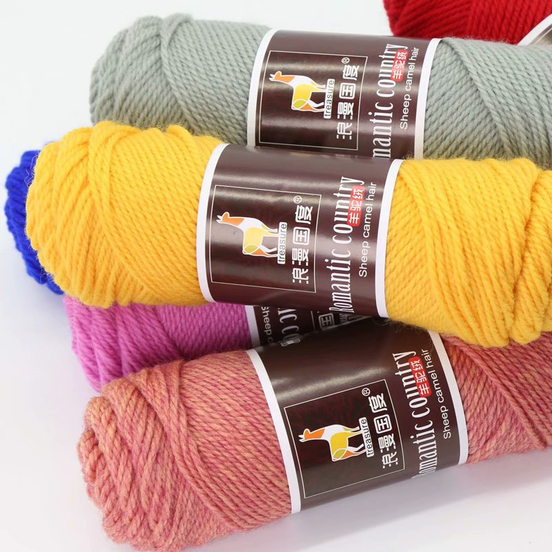 Romantic Country Hand-Knitted Alpaca Scarf Thread - Wool Yarn for Crafts