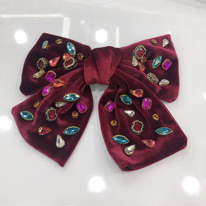 Rhinestone Bow Hair Clip Spring