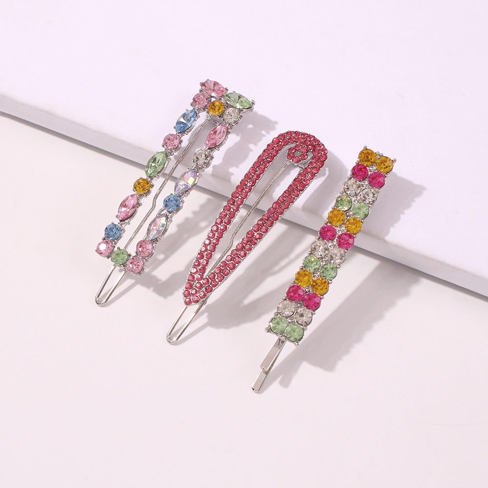 Geometric Diamond Hair Clip Set, Colorful