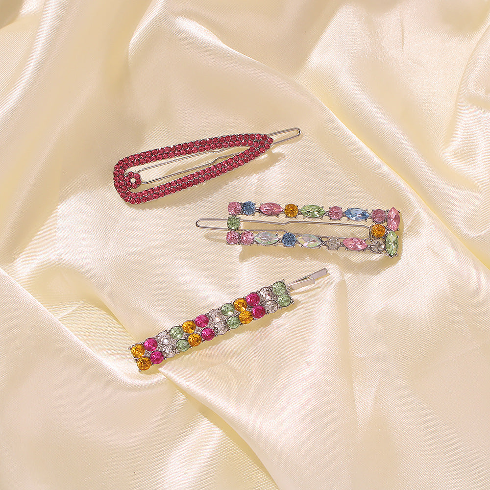 Geometric Diamond Hair Clip Set, Colorful