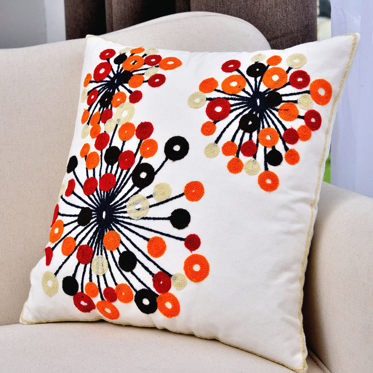 Pastoral Cotton Embroidered Pillow Cover - 45x45cm Home Decor Set