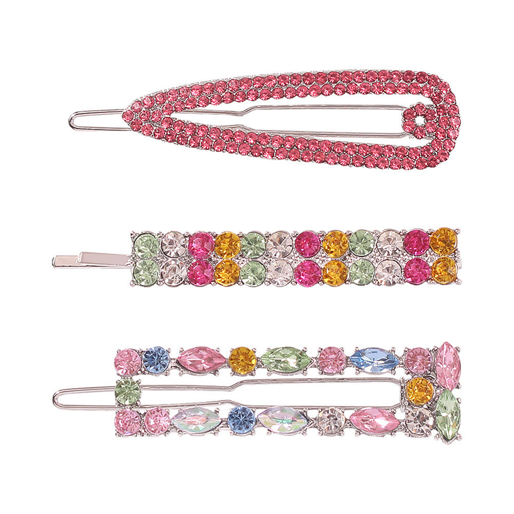 Geometric Diamond Hair Clip Set - Colorful