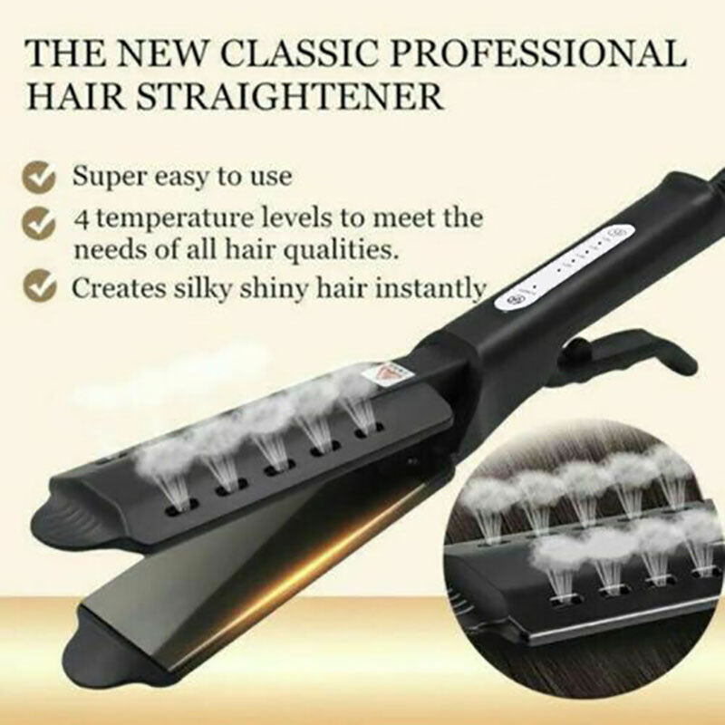 Electric Curling Iron for Wet and Dry Hair - Hair Straightener with Bangs US/EU/UK/AU Plug