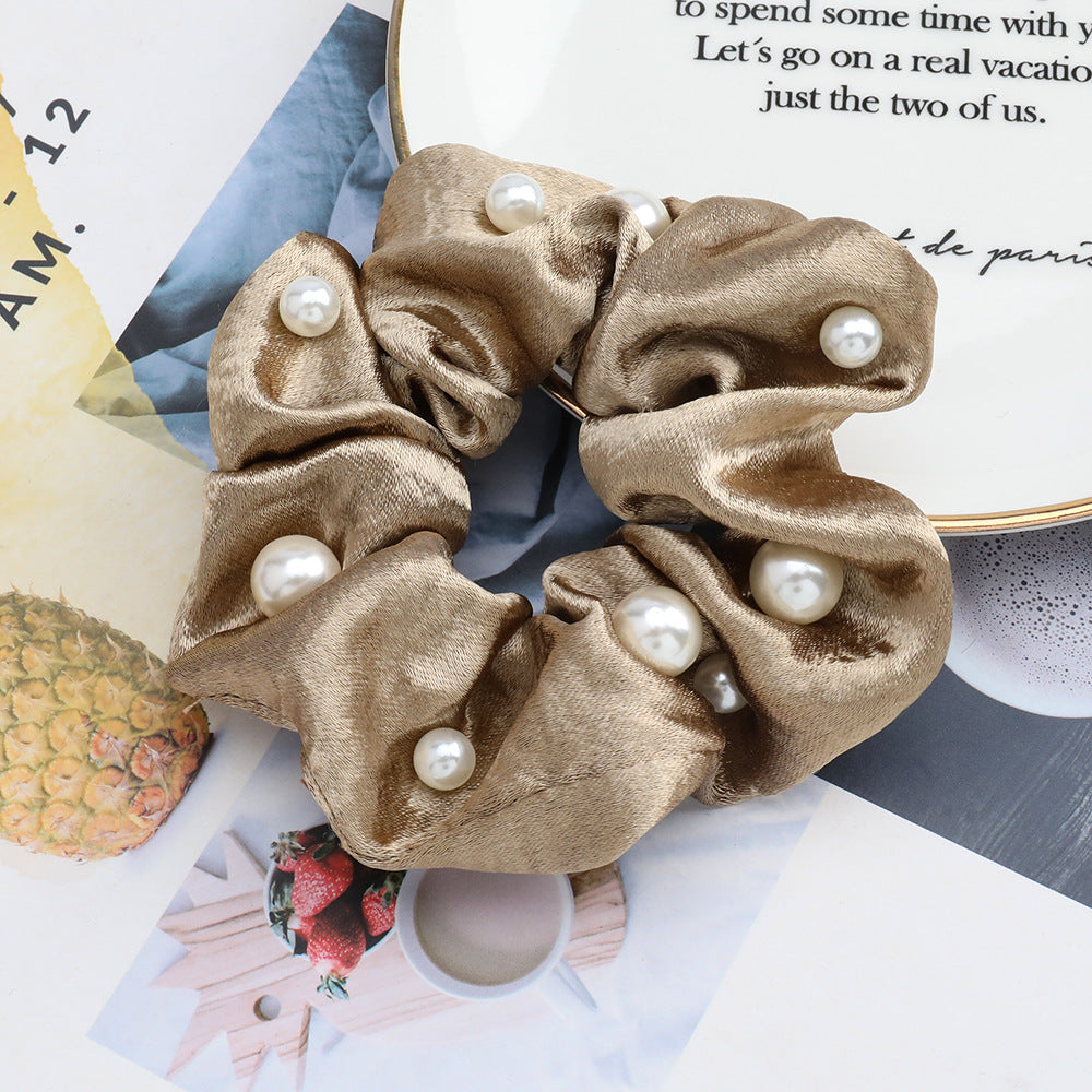 Fashionable Glitter Fabric Headband with Pearl Inlay - Women's European Style Hair Accessory