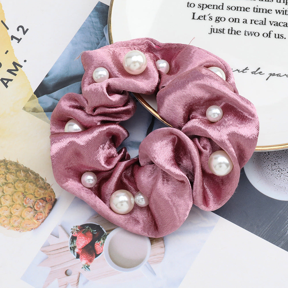 Fashionable Glitter Fabric Headband with Pearl Inlay - Women's European Style Hair Accessory