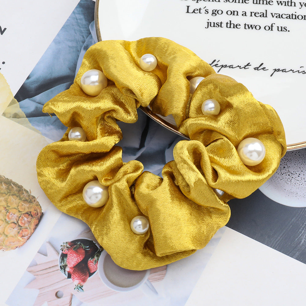 Fashionable Glitter Fabric Headband with Pearl Inlay - Women's European Style Hair Accessory