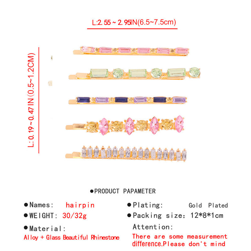 Rhinestone Hair Clip Set - European Style