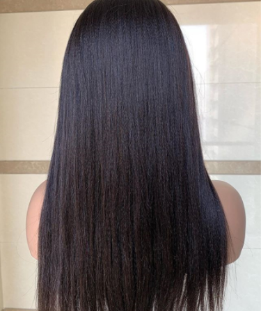 Black Long Straight Wig with Bangs - High Temperature Synthetic Hair