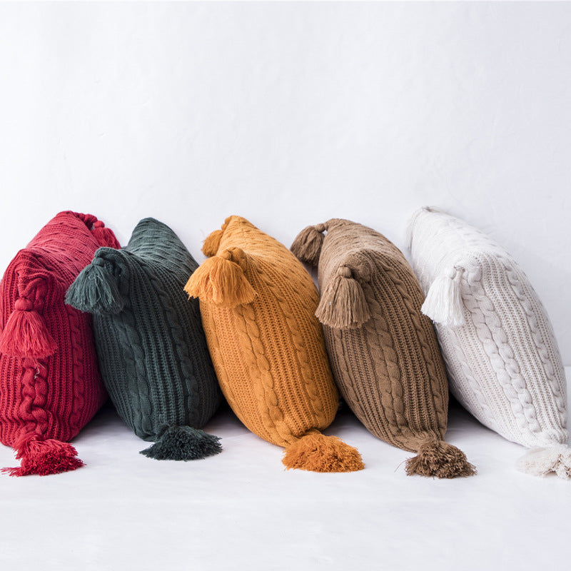 Casual Knitted Blanket & Pillowcase Set for Home, Multiple Colors