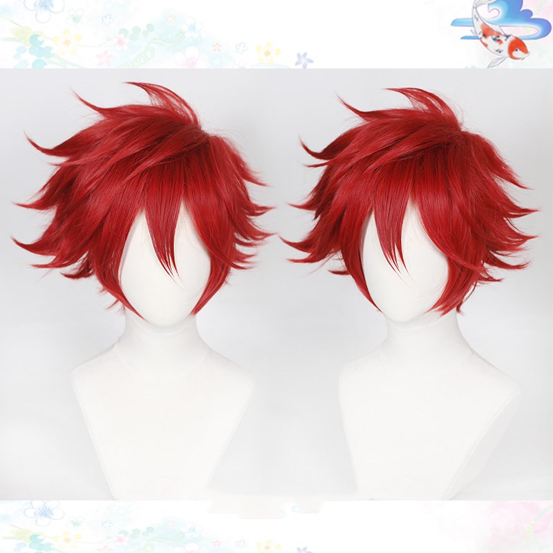 Anime Cosplay Wig Red - Short Hair with Ponytail