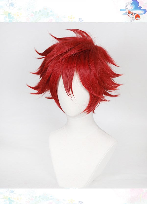 Anime Cosplay Wig Red - Short Hair with Ponytail