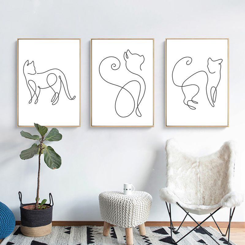 Minimalist Line Art Wall Decor Canvas - Abstract Sofa Living Room Mural