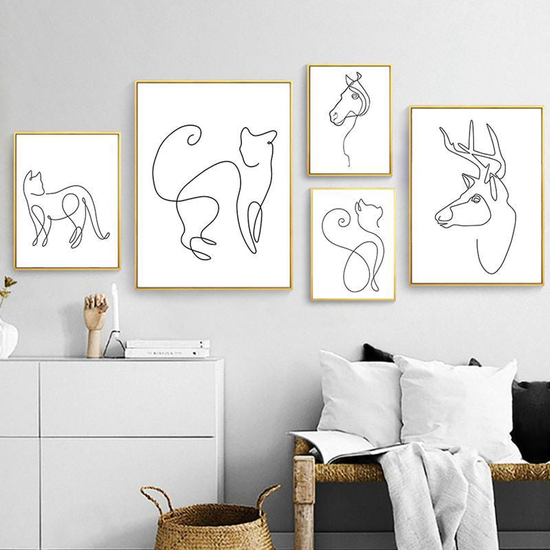 Minimalist Line Art Wall Decor Canvas - Abstract Sofa Living Room Mural