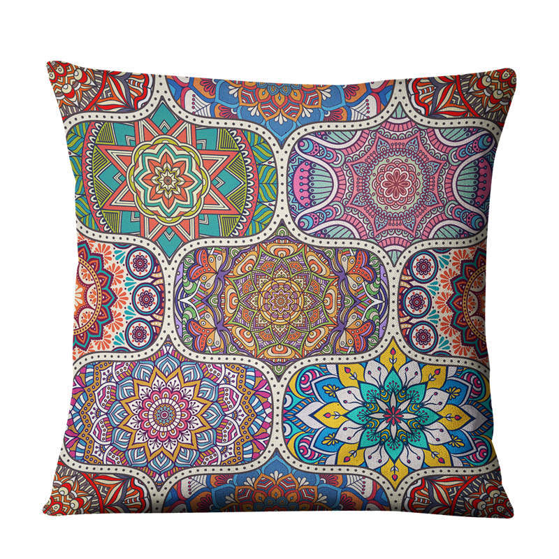 Linen Pillow Cover 45x45cm Geometric Abstract Home Decor Cushion Case