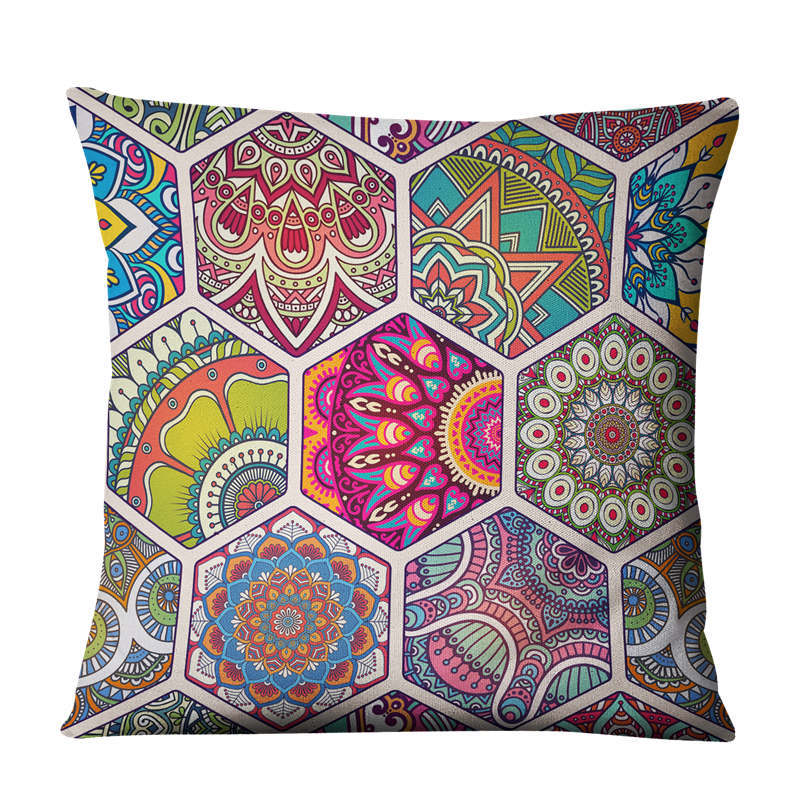 Linen Pillow Cover 45x45cm Geometric Abstract Home Decor Cushion Case