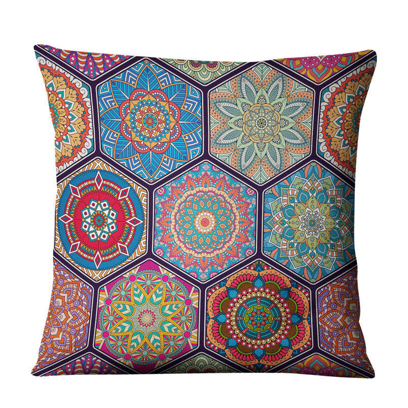 Linen Pillow Cover 45x45cm Geometric Abstract Home Decor Cushion Case