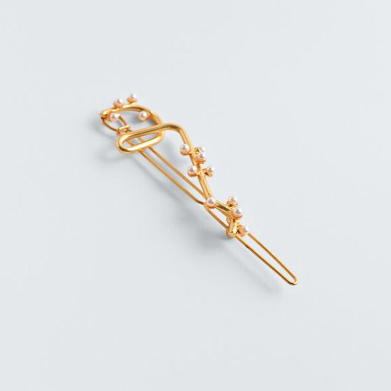 Metal Pearl Hairpin Set - Gold
