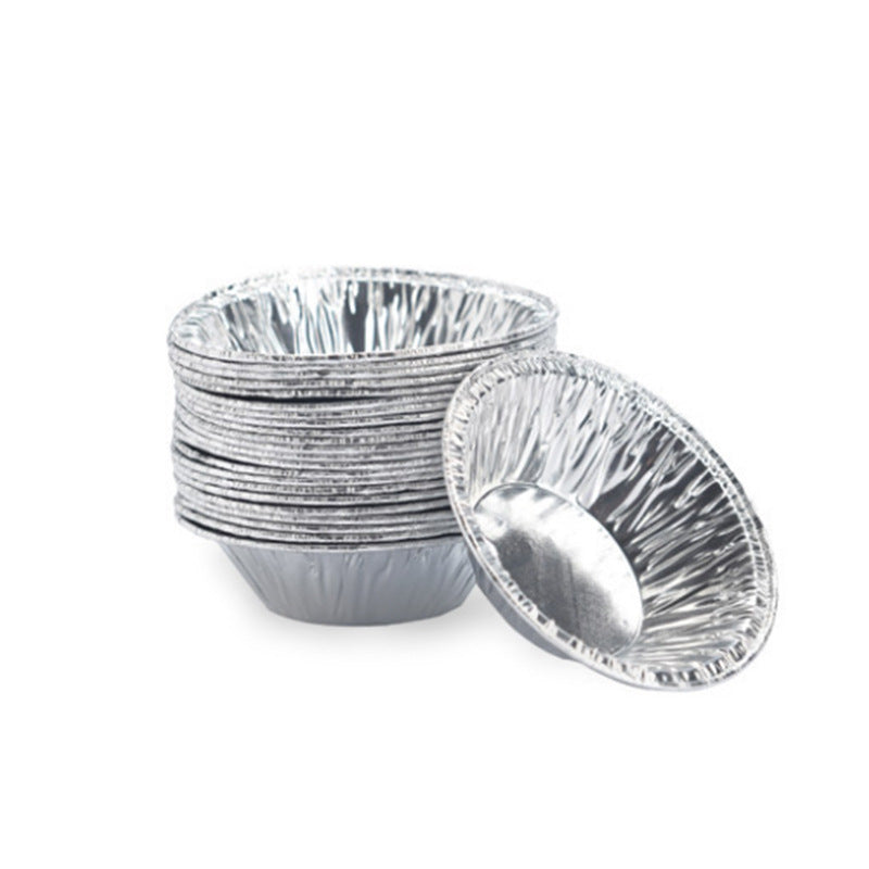 Disposable Egg Tart Mold Aluminum Foil Cupcake Holder - Silver, Pack of 100