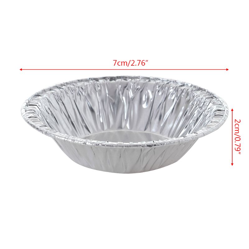 Disposable Egg Tart Mold Aluminum Foil Cupcake Holder - Silver, Pack of 100