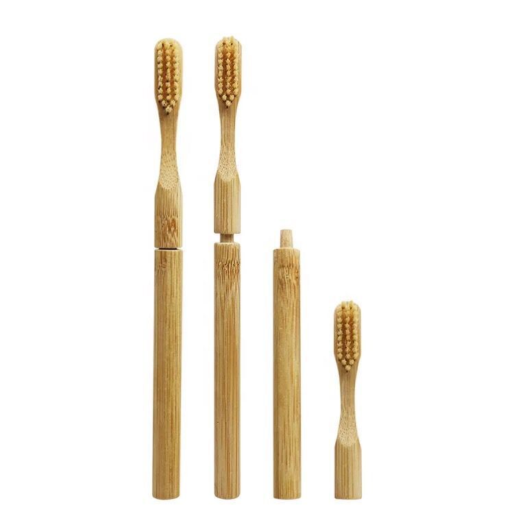 Replaceable Bamboo Toothbrush with Cylindrical Handle - White & Black