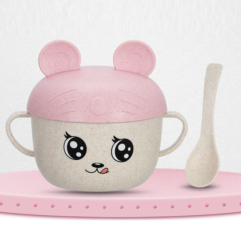 Children's Drop Proof Scalding Spoon with Cover - Kids Dinnerware Set