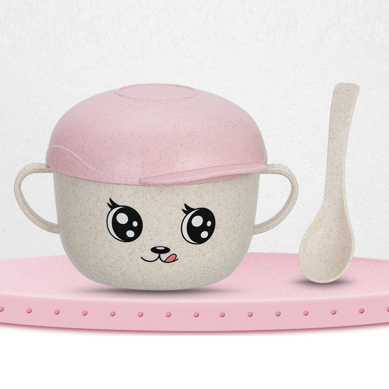 Children's Drop Proof Scalding Spoon with Cover - Kids Dinnerware Set