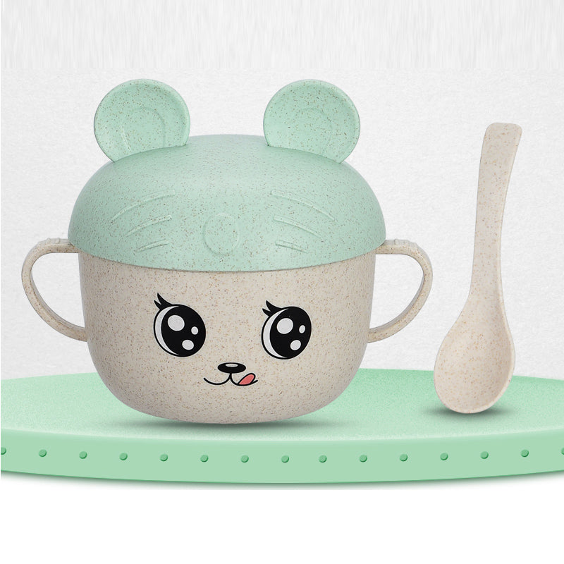 Children's Drop Proof Scalding Spoon with Cover - Kids Dinnerware Set