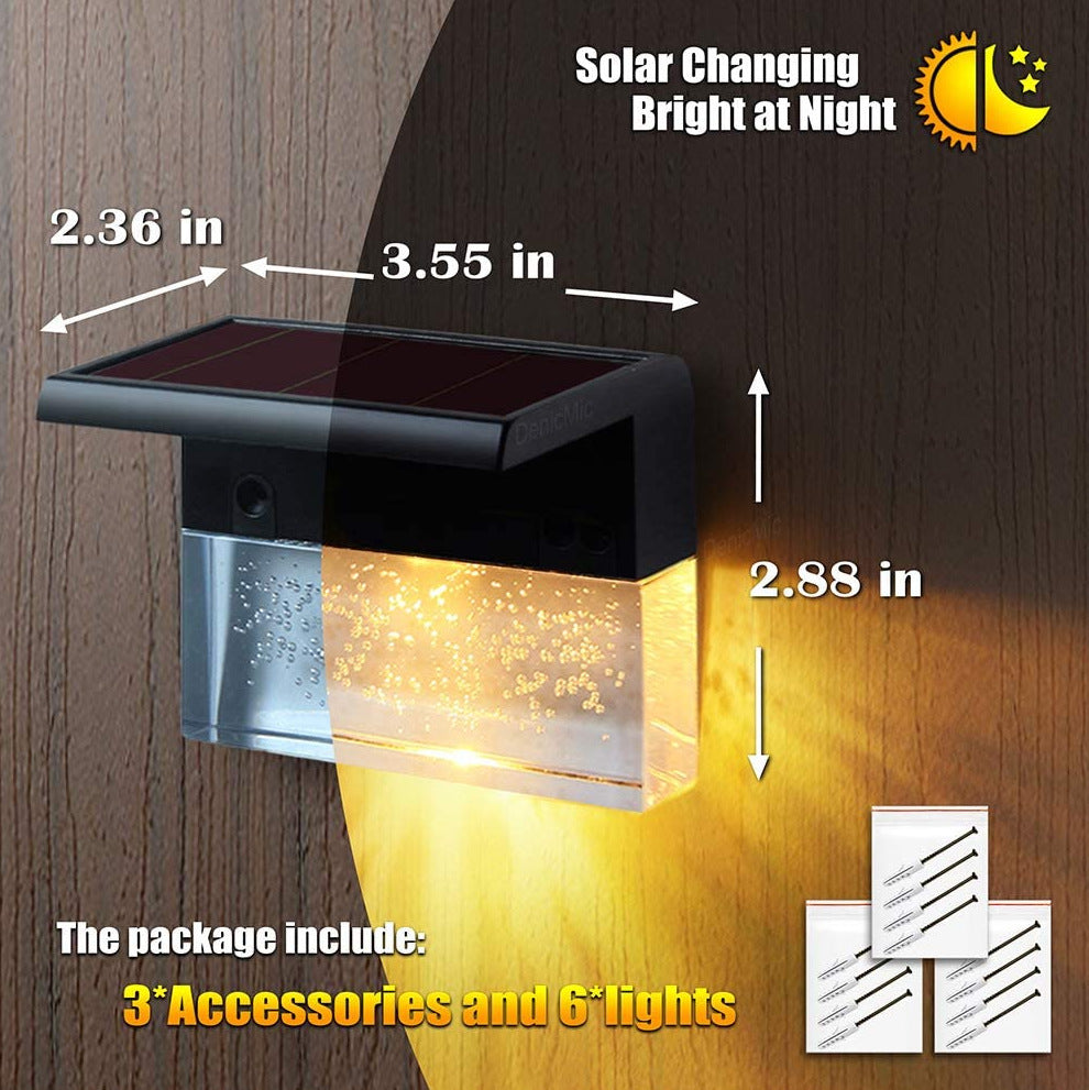 Waterproof RGB Solar LED Step Fence Light for Garden and Pathway
