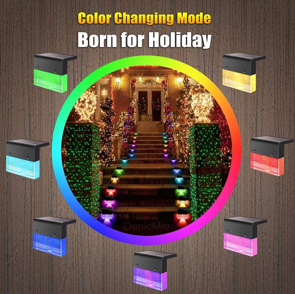 Waterproof RGB Solar LED Step Fence Light for Garden and Pathway