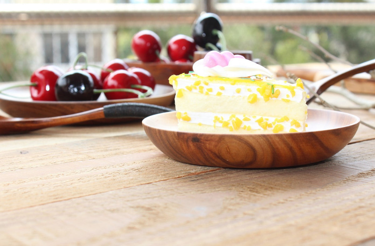 Solid Wood Fruit Plate Set - Acacia Tableware for Snacks & Dishes