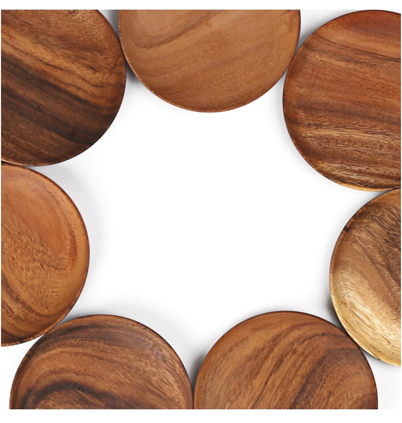 Solid Wood Fruit Plate Set - Acacia Tableware for Snacks & Dishes