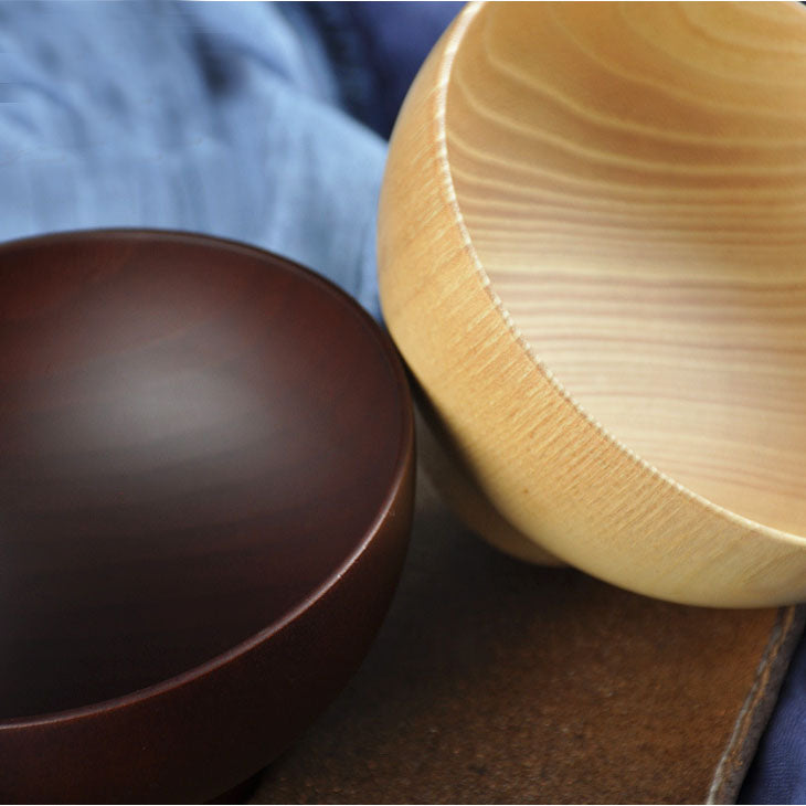 Japanese Wooden Rice Bowl - Traditional Kitchen Dinnerware - White