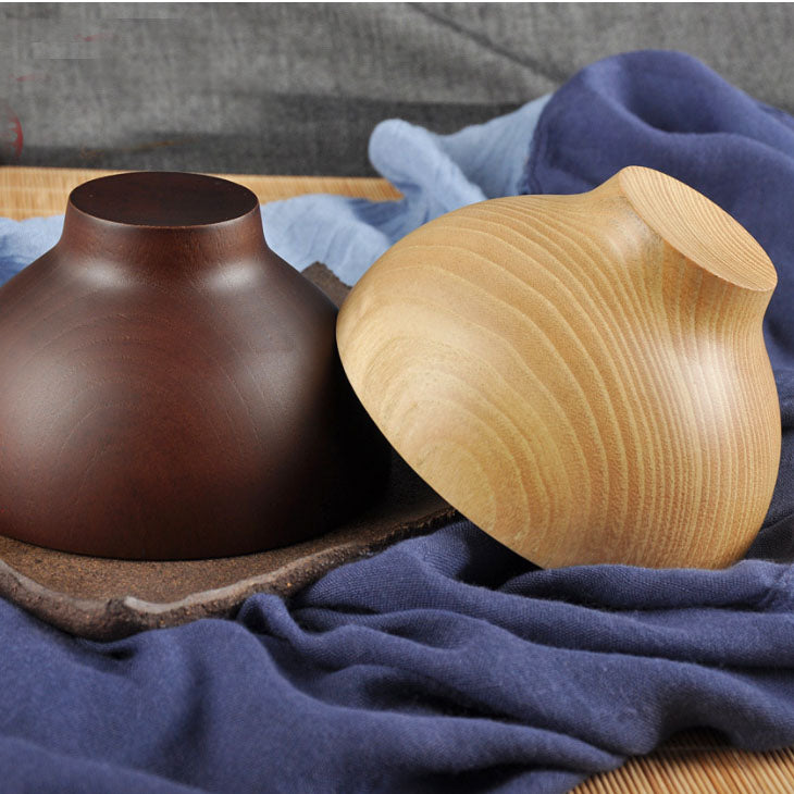 Japanese Wooden Rice Bowl - Traditional Kitchen Dinnerware - White