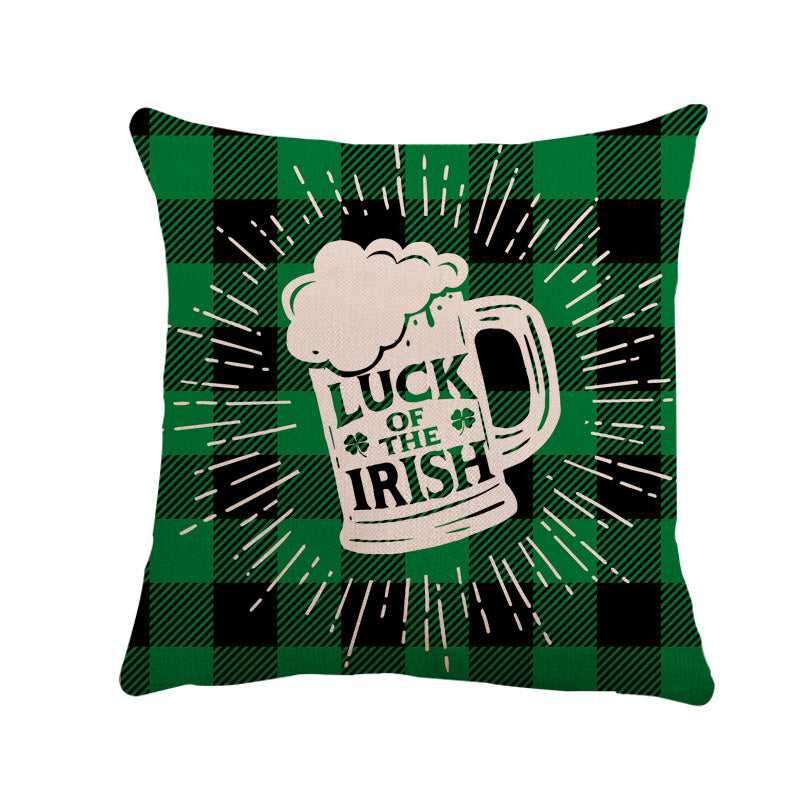 St. Patrick's Day Linen Pillowcase Nordic Style 45x45cm Cushion Cover