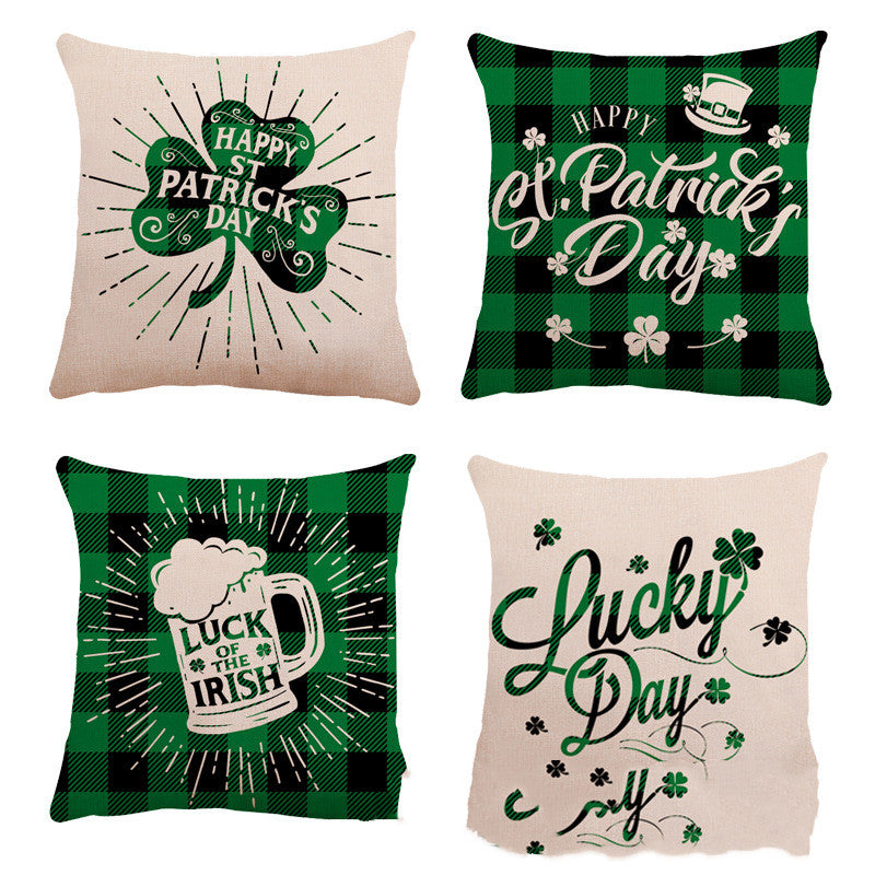 St. Patrick's Day Linen Pillowcase Nordic Style 45x45cm Cushion Cover