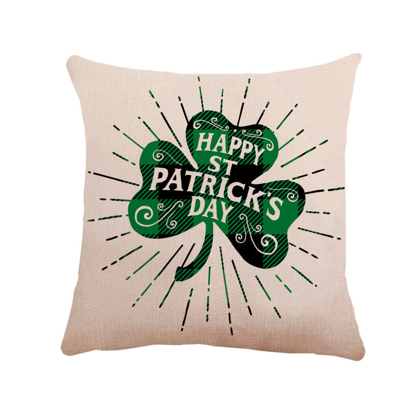 St. Patrick's Day Linen Pillowcase Nordic Style 45x45cm Cushion Cover