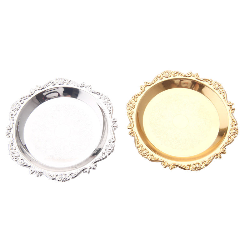 Decorative Jewelry Display Tray for Earrings and Accessories - Round Metal Storage