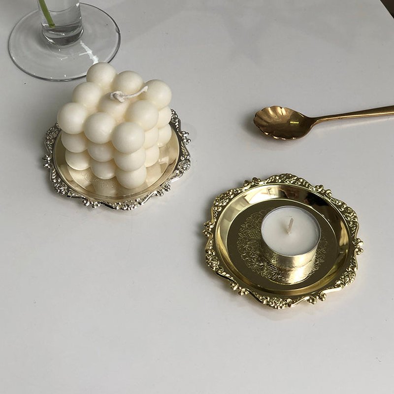 Decorative Jewelry Display Tray for Earrings and Accessories - Round Metal Storage