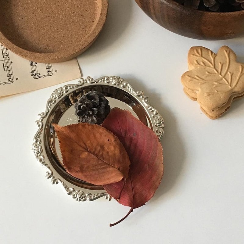 Decorative Jewelry Display Tray for Earrings and Accessories - Round Metal Storage
