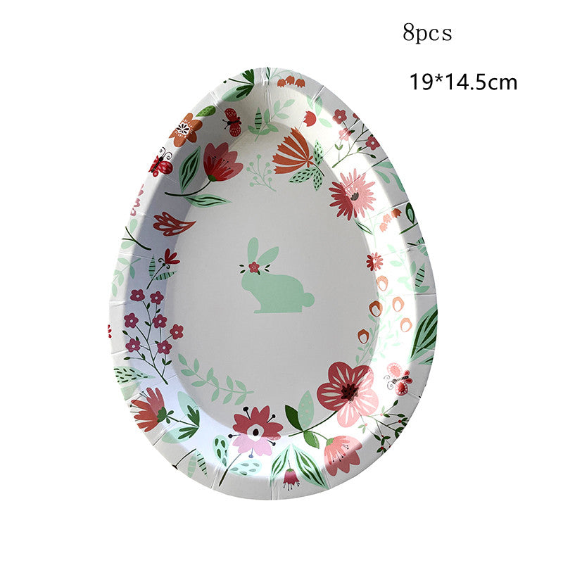 Easter Paper Plates & Cups Party Supplies Set - Bunny & Egg Designs, 8 Pack