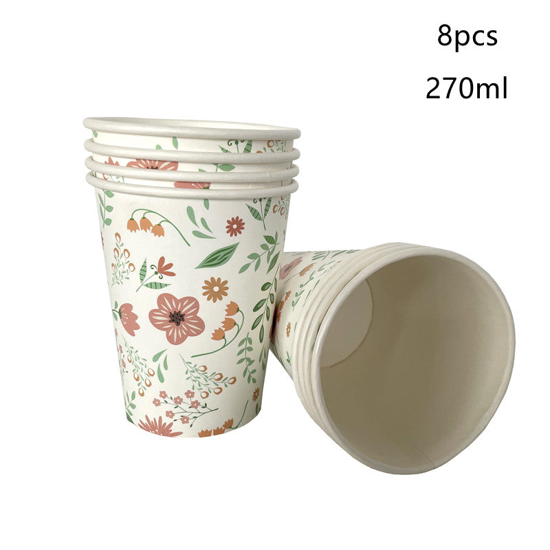 Easter Paper Plates & Cups Party Supplies Set - Bunny & Egg Designs, 8 Pack