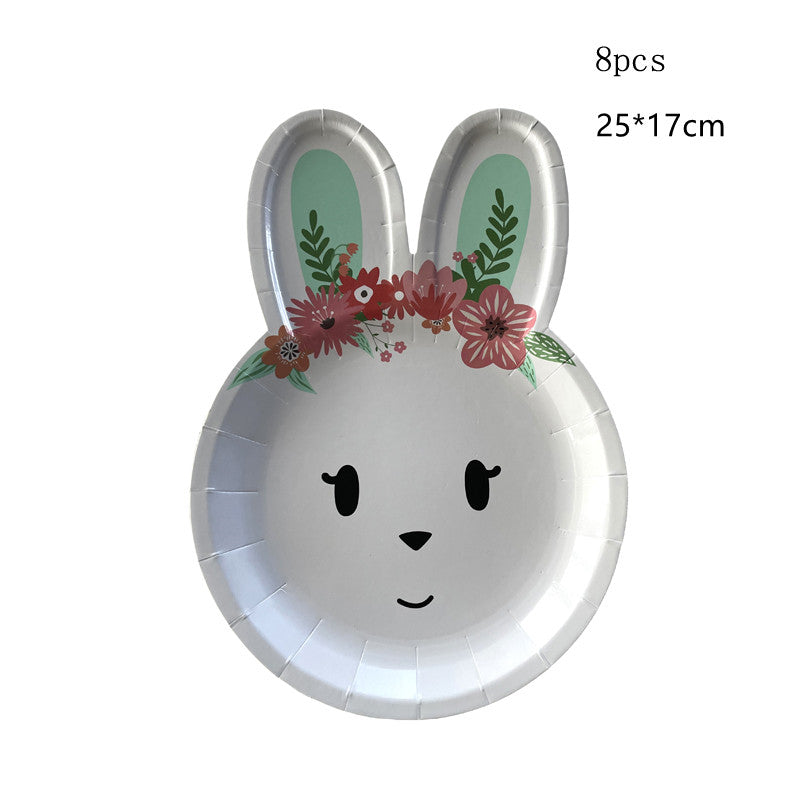 Easter Paper Plates & Cups Party Supplies Set - Bunny & Egg Designs, 8 Pack